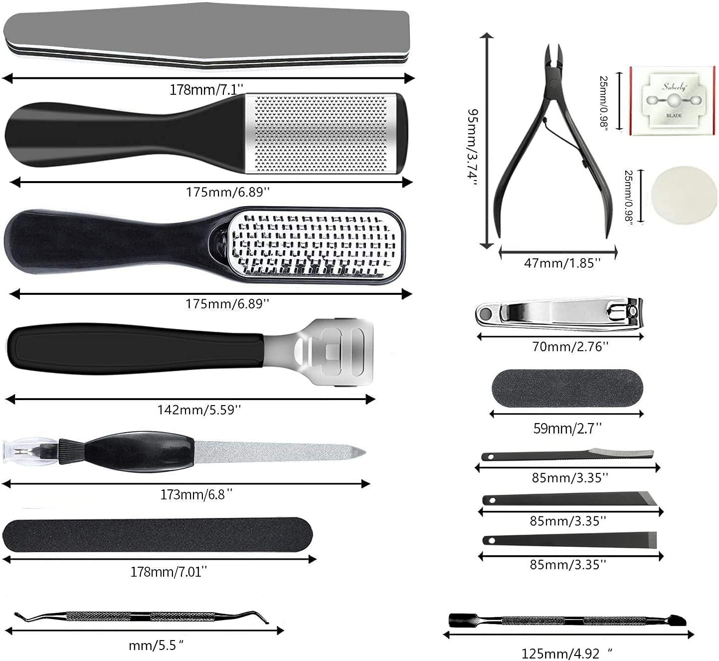 Kit de pédicure 36 en 1, outils de pédicure professionnels, râpe à pieds, éliminateur de peaux mortes pour les soins à domicile et en salon