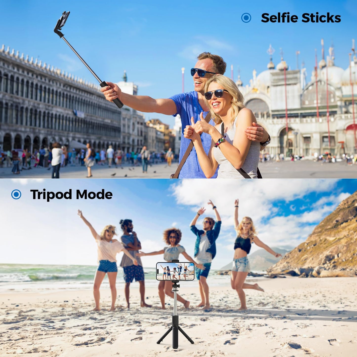 Aourxiv Selfie Stick Tripod, Retractable Selfie Stick Tripod with Wireless Remote Control, for Photograph, Live Streaming, Video Recording, Compatible with Android, iPhone and More