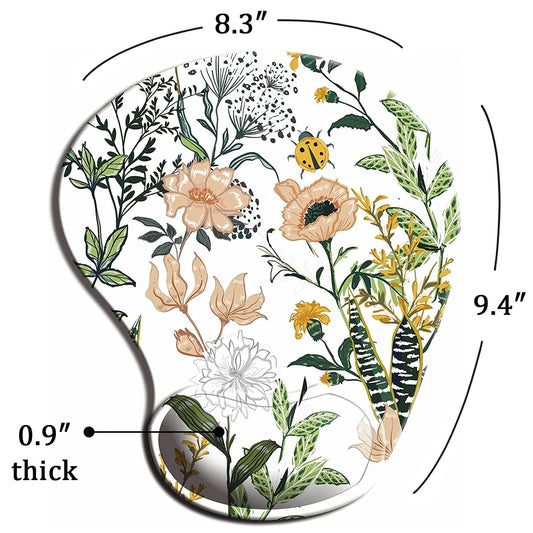 Alfombrilla de ratón ergonómica con soporte para muñecas, bonitas alfombrillas de ratón con base de PU antideslizante para el hogar, la oficina, el trabajo, el estudio, la escritura fácil y el alivio del dolor, hermosas flores