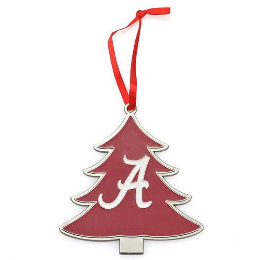 Ornement de Noël en métal en forme d'arbre avec inscription Alabama Crimson Tide