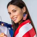 Turandoss 4th of July Patriotic Earrings for Women, American Flag Earrings Cute Leather Dangle Flag Earrings Handmade Independence Day Earrings for Women Jewelry Gifts