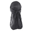 Medsuo Black Silky Durag Cap Head Wrap Ultra-Soft Breathable Wrinkle Free Satin Durag for 360 Waves, Braids, Locs, Wide Long Tail Doo Rag Premium Silk Du Rag for Men and Women