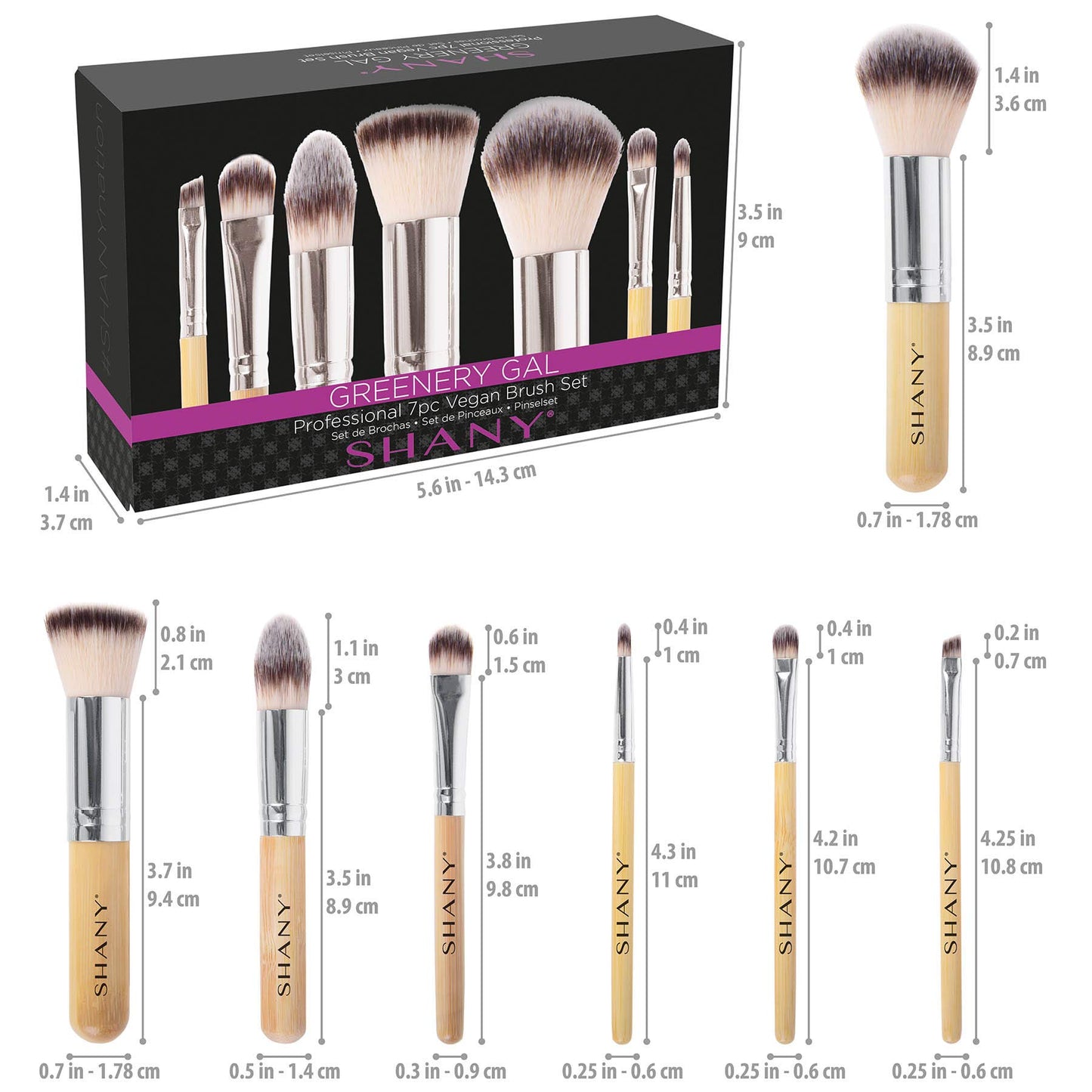 SHANY Makeup Brushes - I love Bamboo - 7pc Petite Pro Bamboo Make up brush set with cosmetics brush Carrying Case