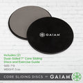 Disques coulissants Gaiam Core - Glisseurs d'entraînement double face pour tapis et planchers de bois franc - Coussinets abdominaux pour la maison Équipement d'exercice Glisseurs de fitness pour femmes et hommes, gris/noir