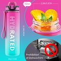 QLUR Water Bottle with Straw, 32oz Motivational Water Bottles with Time Marker to Drink, Tritan BPA Free, 1L Sports Water Bottle with Carry Strap LeakProof for Women Gym Fitness Outdoor (1 Pack)