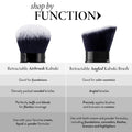 LAURA GELLER NEW YORK Retractable Black Kabuki Brush for Liquid, Cream and Powder Face Makeup With Aluminum Handle