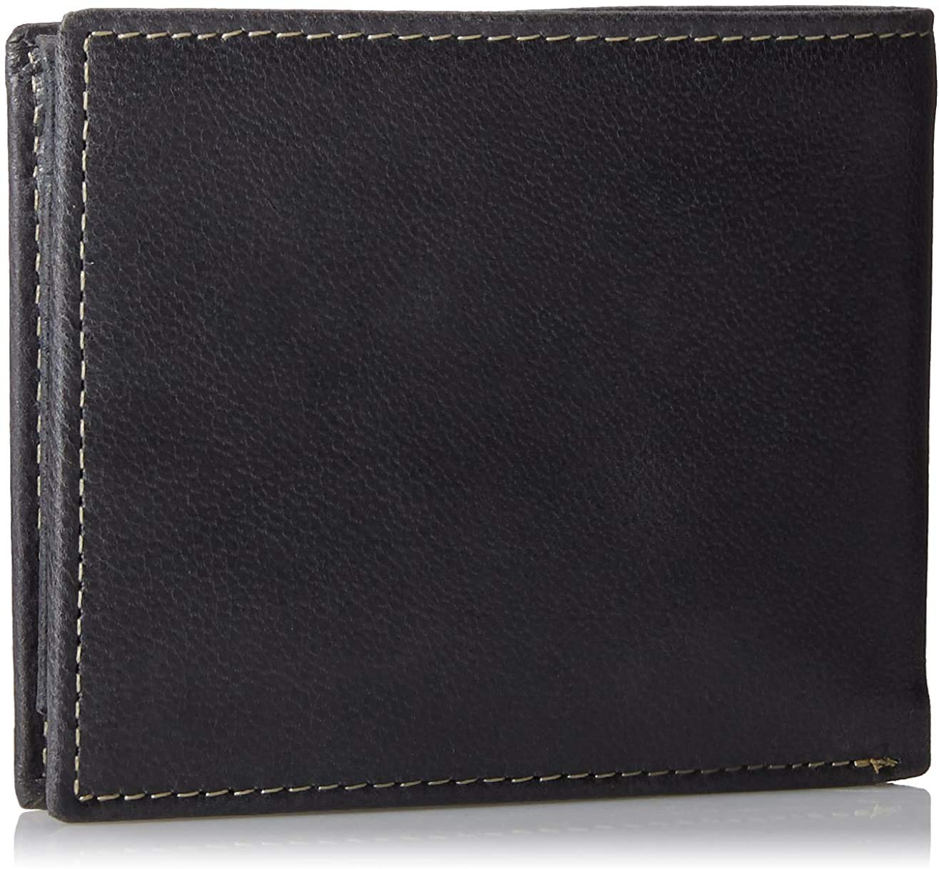 Timberland Men's Leather Wallet with Attached Flip Pocket, Black (Cloudy), One Size