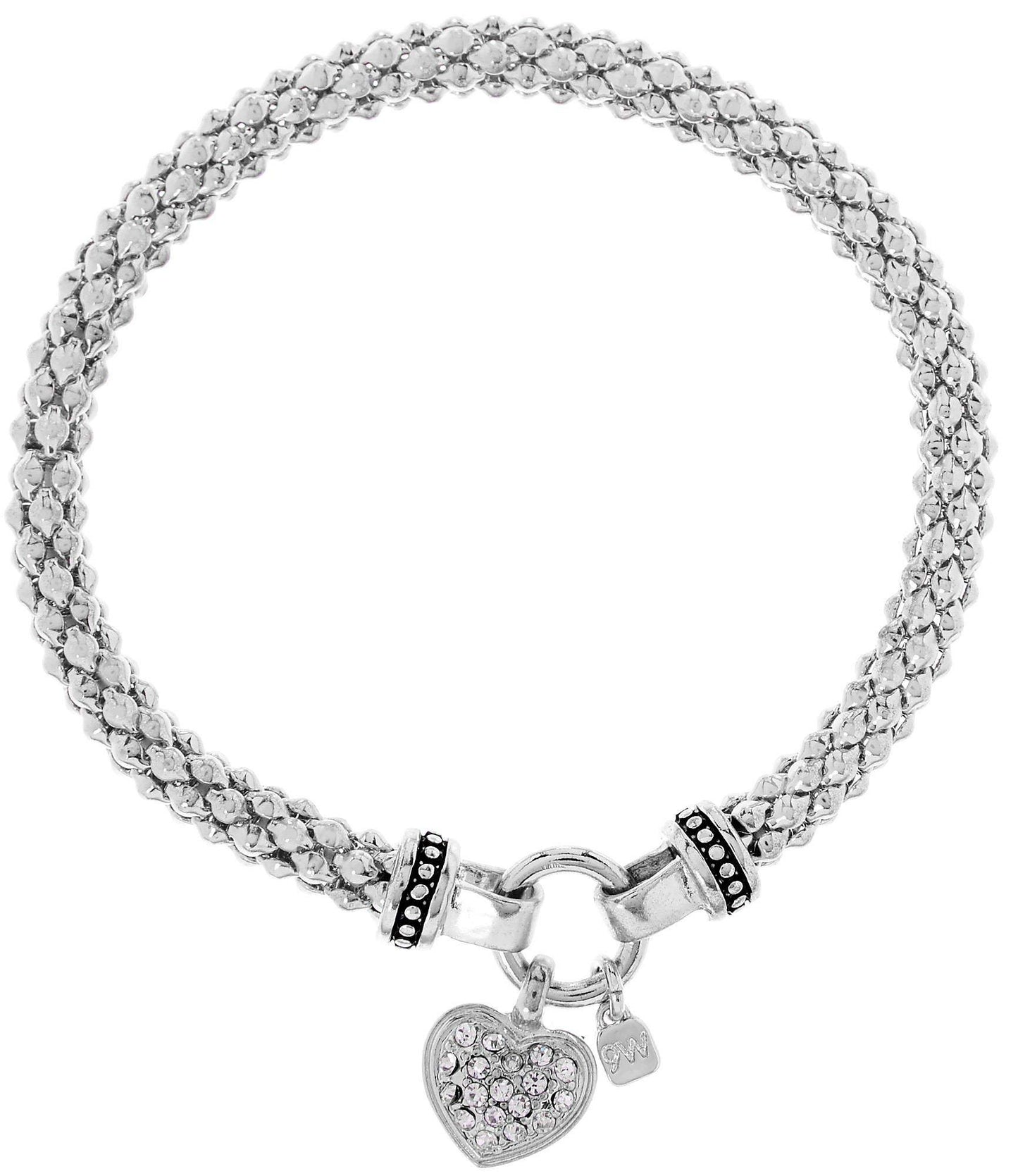 Pulsera elástica con corazón de cristal pavé en tono plateado para mujer de NINE WEST