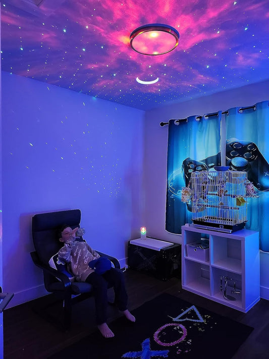 Itayak Projecteur de galaxie, projecteur d'étoiles veilleuse avec haut-parleur Bluetooth, télécommande LED nébuleuse nuage cadeau pour chambre d'enfant décoration de chambre, accompagnement, ambiance veilleuse