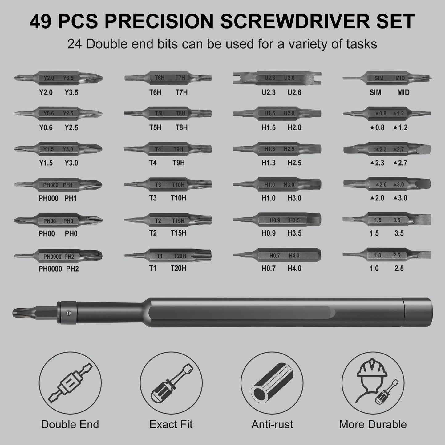 Precision Screwdriver Set 49 in 1 SHARDEN Small Screwdriver Set Magnetic Repair Tool Kit for Laptop, iPhone, Cell Phone, PC, MacBook, Tablet, Computer, PS5, PS4, Xbox, Electronic, Glasses, Watch