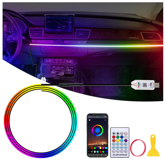 Acrylic LED Lights for Car, 43.3in RGB Strip Light Car LED Lights Interior with USB Port, App Control, Music Sync, 146 LEDs Interior Car Lights, Car Accessories Gifts for Women Men