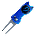 Pangaloo Surf Co Folding Spring Golf Divot Tool - Aluminum and Stainless Steel with Magnetic Ball Marker (Blue)