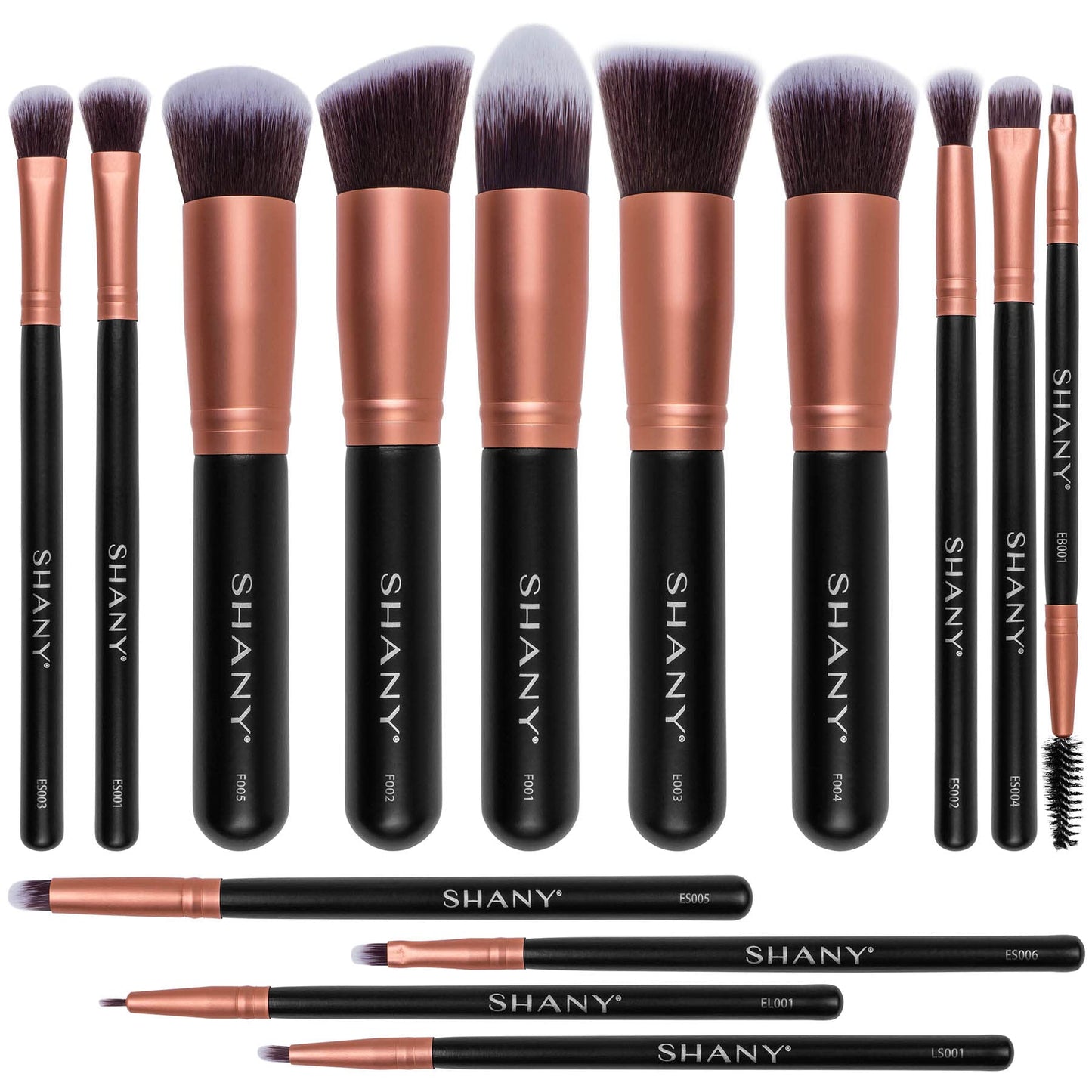 SHANY Makeup Brushes - Rose All Day - 14-Piece Brush Set – Foundation Powder Concealers Eye Shadows Makeup brushes - Complete Kabuki Makeup Brush Set in Rose Gold - 14 PCS