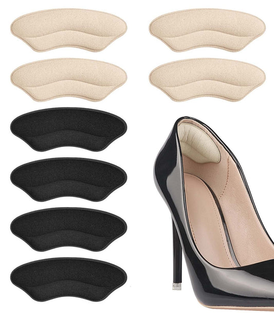 Heel Pads for Shoes That are Too Big, Heel Inserts for Women, Heel Grips for Womens Shoes, Heel Protectors, Heel Cushion Liners for Blisters Loose Shoes, Shoe Fillers (BeigeBlack)