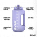 ZULU Goals 64oz Large Half Gallon Jug Water Bottle with Motivational Time Marker, Covered Straw Spout and Carrying Handle, Perfect for Gym, Home, and Sports, Tropical Violet