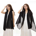 YOUR SMILE for Women Lightweight Breathable Solid Color Soft Chiffon Long Fashion Scarves Sunscreen Shawls (Black)