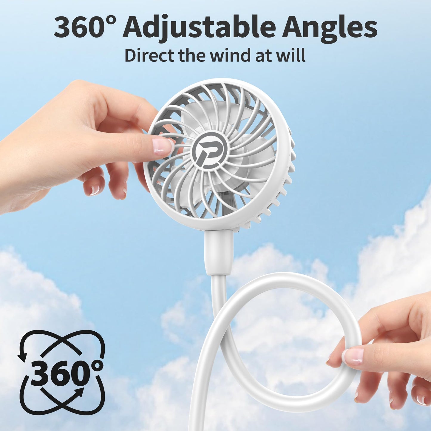 PANERGY Portable Neck Fan Rechargeable Hand Free Personal Fan Mini Wearable Fan Battery Operated USB Fan for Women Kids Sport Work Travel