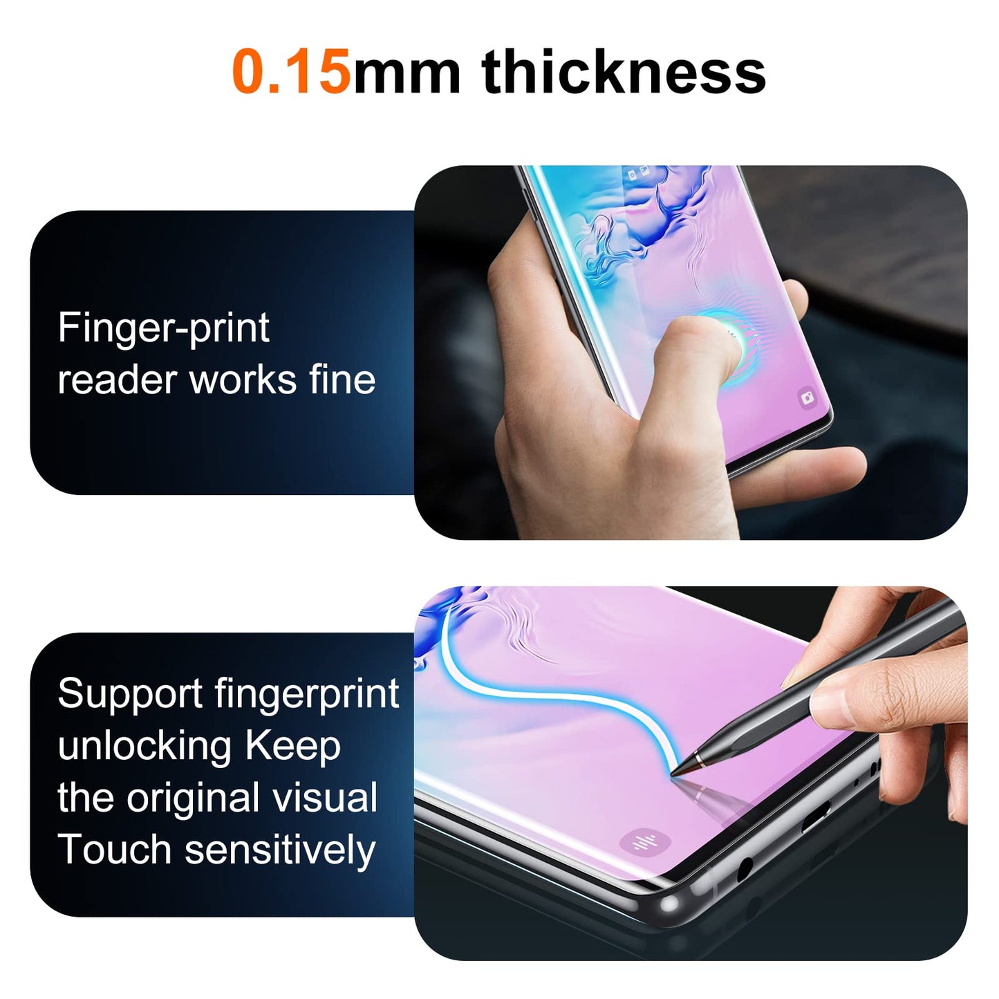 UniqueMe [2+2 Pack] Unique Me Compatible with Samsung Galaxy S10 Full Coverage Flexible TPU Screen Protector and Camera Lens Protector 【Not Fit for Samsung S10 Plus】