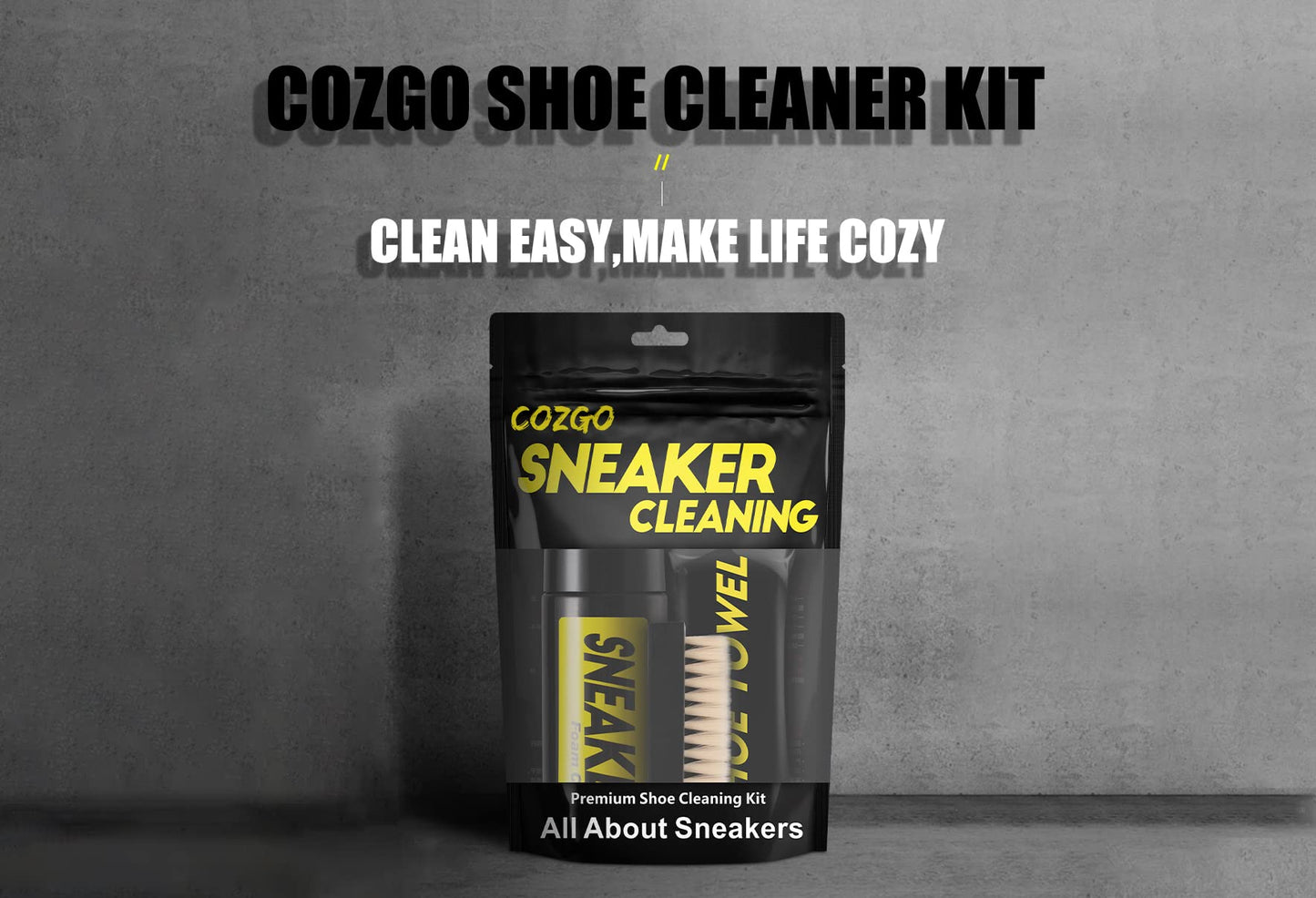 COZGO Shoe Cleaner Kit for Sneaker, Water-Free Foam Sneaker Cleaner 5.3Oz with Shoe Brush and Shoe Cloth,Work on White Shoe,Suede,Boot,Canvas,PU,Fabric,etc