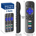 3 Pack Replacement Remote Control Only for Roku TV, Compatible for TCL Roku/Hisense Roku/Sharp/Philips/Onn Roku (Not for Roku Stick and Box)