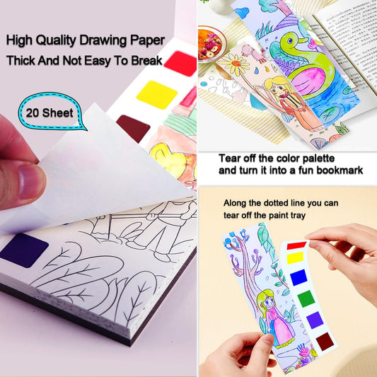 YXOTJHS Water Color Paint Sets for Kids, Pocket Watercolor Painting Book, Watercolor Coloring Books for Kids Ages 4-8, Mess Free Coloring for Toddlers, Arts and Crafts for Girls Boys Gifts