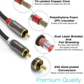 FosPower (2 Pack) 2 RCA M/M Stereo Audio Cable [24K Gold Plated | Copper Core] 2RCA Male to 2RCA Male [Left/Right] Premium Sound Quality Plug - 3FT