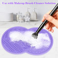 Makeup Brush Cleaner, Silicone Cosmetic Makeup Brush Cleaner Mat Pad Cleaning Tool, Portable Washing Cleaner with Suction Cup for Makeup Cosmetic Brushes (1 piece Purple)