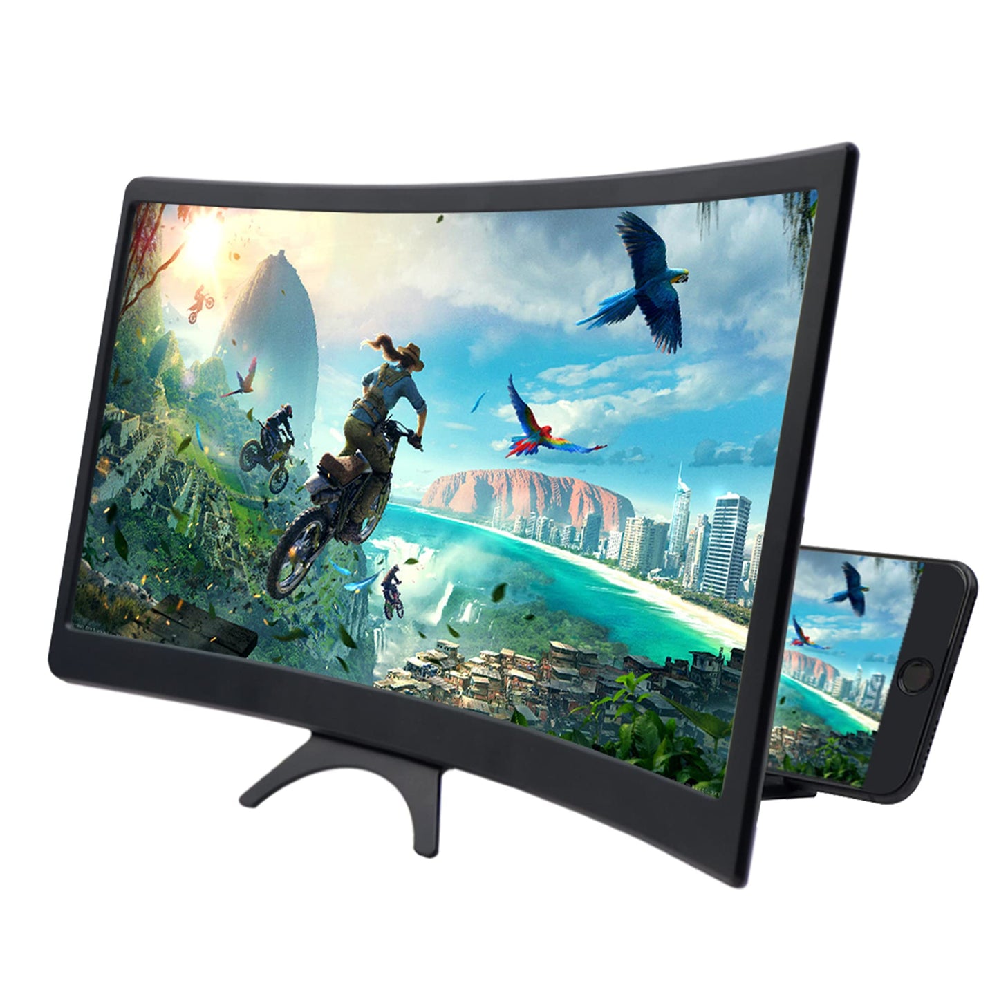 Amplificador de pantalla de teléfono HD curvado 3D de 12 pulgadas CHANGAIDA, soporte plegable para teléfono, adecuado para todos los teléfonos inteligentes