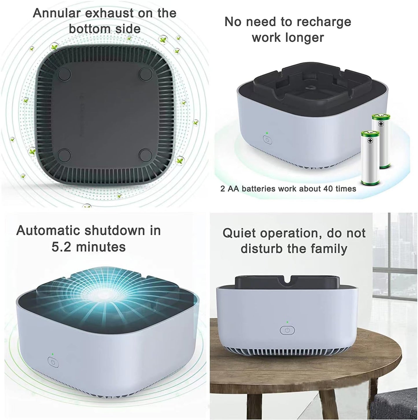 Neioaas Smokeless Ashtray - 2 In 1 Multifunctional Ashtray Air Purifier Ashtray with Filter,Multifunctional Portable Negative Ion Air Freshener for Business Car Home Office (Grey)