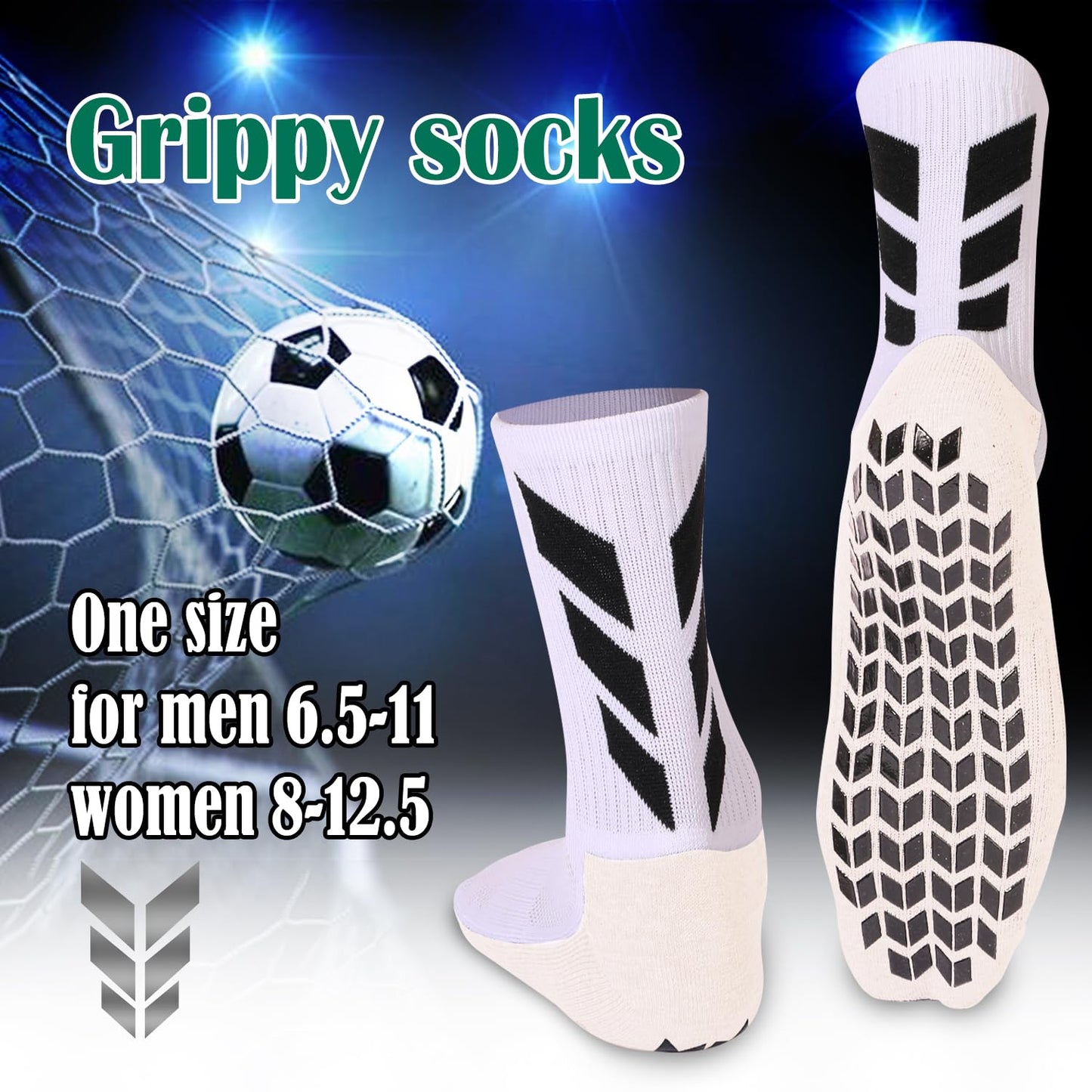 Howwide Lot de 2 paires de chaussettes de football antidérapantes pour homme Pilates Chaussettes d'hôpital pour homme Volley-ball Basketball Football Blanc