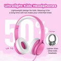 TuneFlux Upgraded Kids Headphones, Wired Toddler Headphones, 85dB Limited Volume On Ear Headphones, Portable Foldable Design, Stereo Sound Kids Headphones for School/Tablet/Travel-Pink