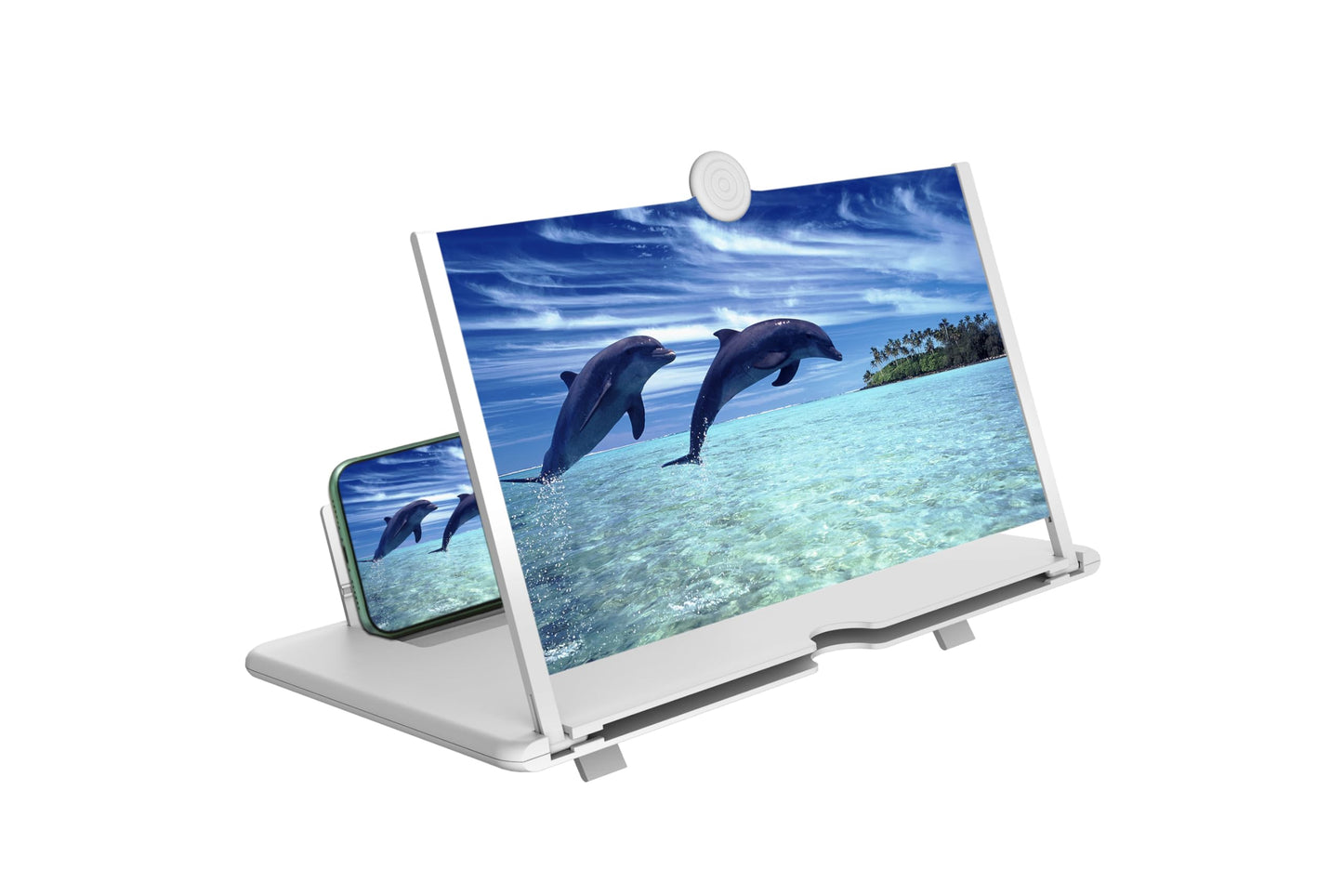 Lupa de pantalla para teléfono móvil de 12", proyector de pantalla 3D HD para películas y vídeos, soporte plegable para teléfono con amplificador de pantalla, compatible con todos los teléfonos inteligentes (blanco, 12 pulgadas)