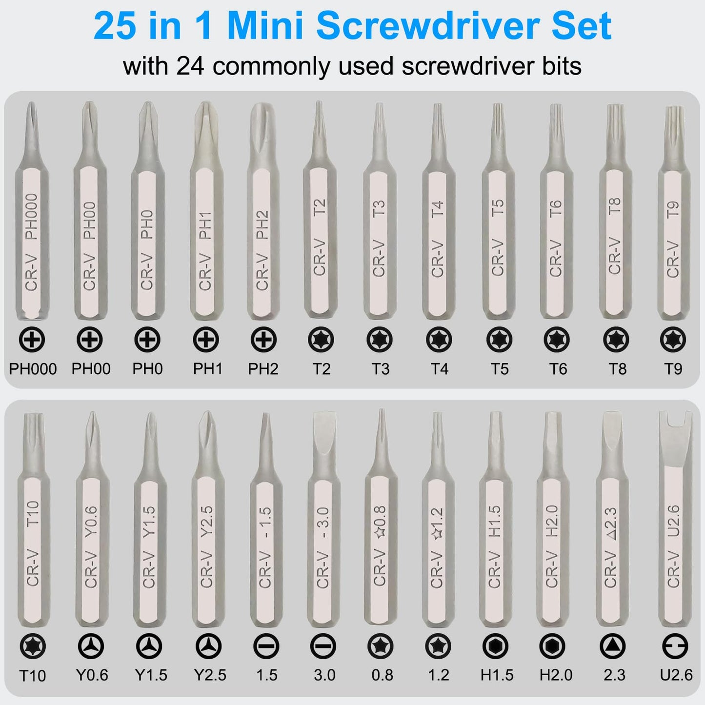 Egmen Precision Screwdriver Set, 25 in 1 Mini Magnetic Small Screwdriver Set Case for PC, Eyeglasses, Computer, Electronic, Watch Repair Kit with Phillips and Star Tiny Screw Driver