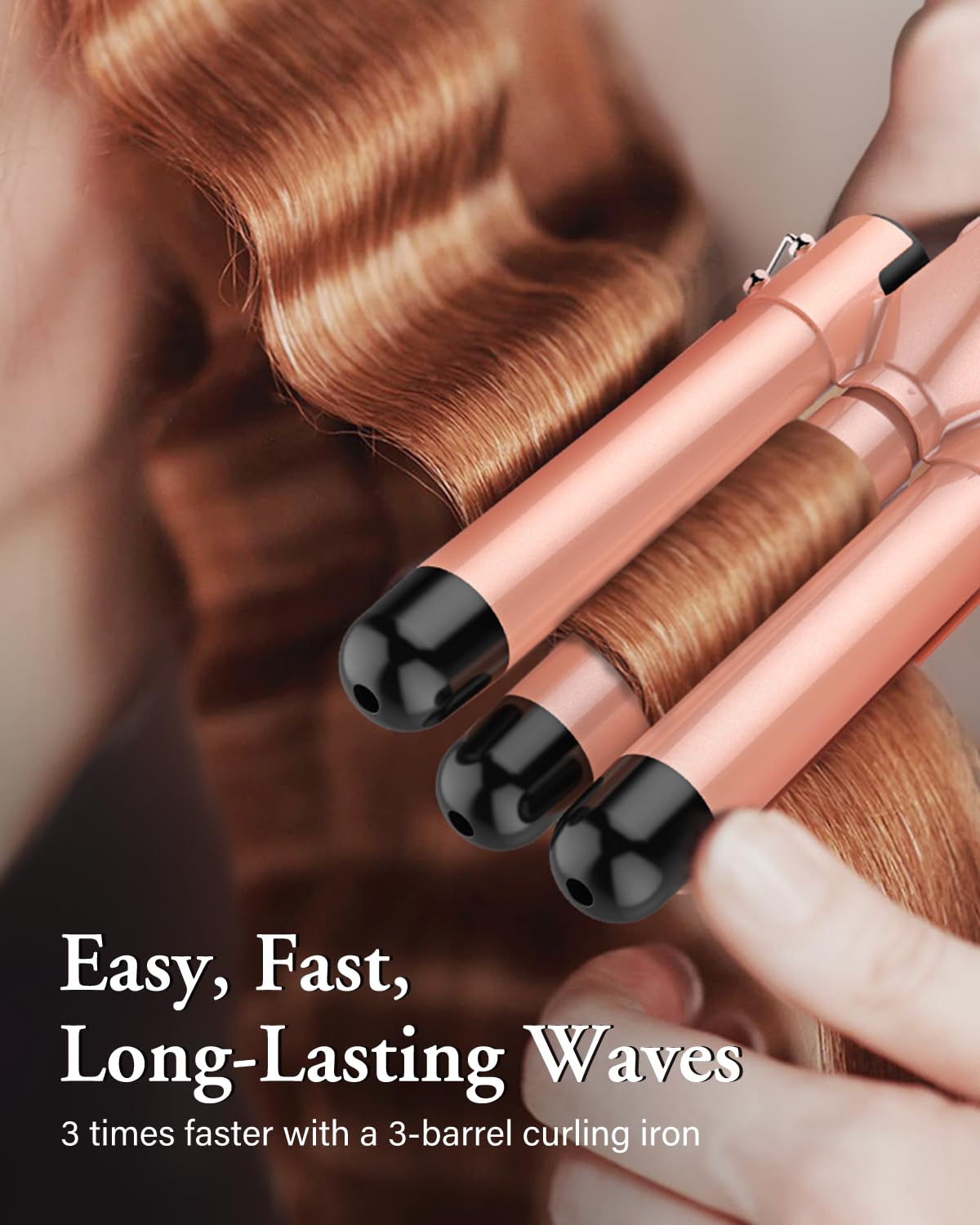 Waver Curling Iron Wand, BESTOPE PRO 5 in 1 Curling Wand Set with 3 Barrel Hair Crimper for Women, Fast Heating Hair Wand Curler in All Hair Type