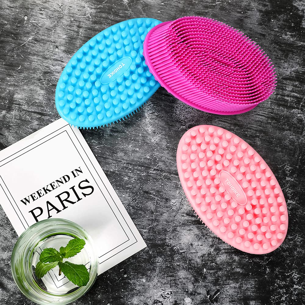 TDHDIKE Silicone Body Scrubber Loofah - Set of 3 Soft Exfoliating Body Bath Shower Scrubber Loofah Brush for Sensitive Kids Women Men All Kinds of Skin