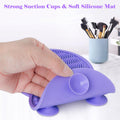 Makeup Brush Cleaner, Silicone Cosmetic Makeup Brush Cleaner Mat Pad Cleaning Tool, Portable Washing Cleaner with Suction Cup for Makeup Cosmetic Brushes (1 piece Purple)