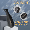 ZOMAKE Metal Shoe Horn 2Pcs - 16.5 inch Shoehorn Long Handled with Handle for Seniors Men Women - 7.5 inch Stainless Steel Small Shoe horns with Hook (Black 16.5&7.5 inch)