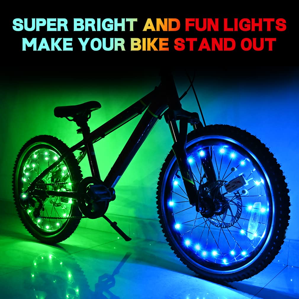 TINANA LED Bike Wheel Lights (1 Wheel Pack) Ultra Bright Waterproof Bicycle Spoke Lights Cycling Decoration Safety Warning Tire Strip Light for Kids Adults Night Riding(Blue)