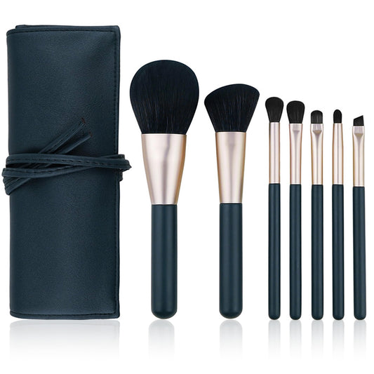 DEFSAP Makeup Brushes Set, Professional Make up Brush Set, Premium Brush Kit tools, Soft Synthetic Hair Makeup Brushes for Face, Cheek, & Eye Makeup, with PU Brush Bag (Dark Green,7 Pcs)