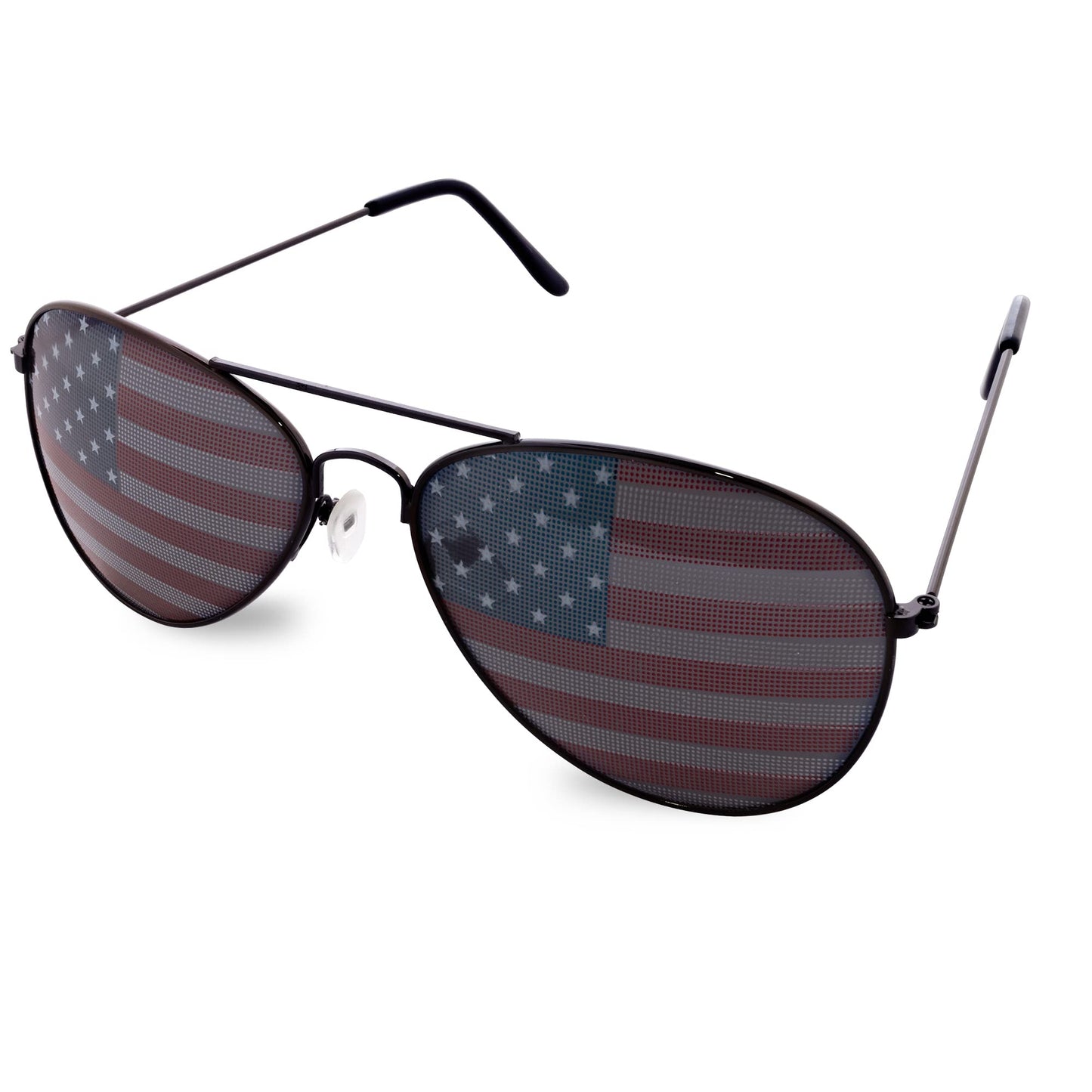 Lunettes de soleil aviateur à monture métallique avec drapeau américain Super Z Outlet (noir)