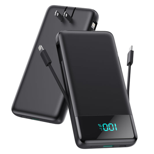 Portable Charger for iPhone with Built in Cables and Wall Plug,Upgraded 13800mAh Fast Charging USB C Power Bank,4 Outputs Travel Essential Battery Pack Compatible with iPhone 16/15/14,Samsung,Android