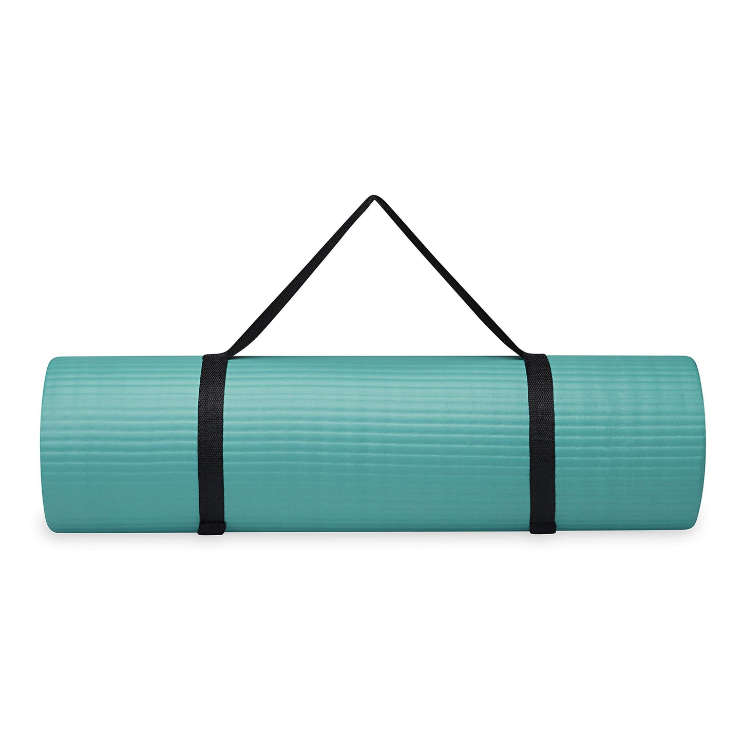 Esterilla de yoga gruesa Gaiam Essentials para ejercicios y fitness con correa de transporte fácil de ajustar, color verde azulado, 72" de largo x 24" de ancho x 2/5 de pulgada de grosor