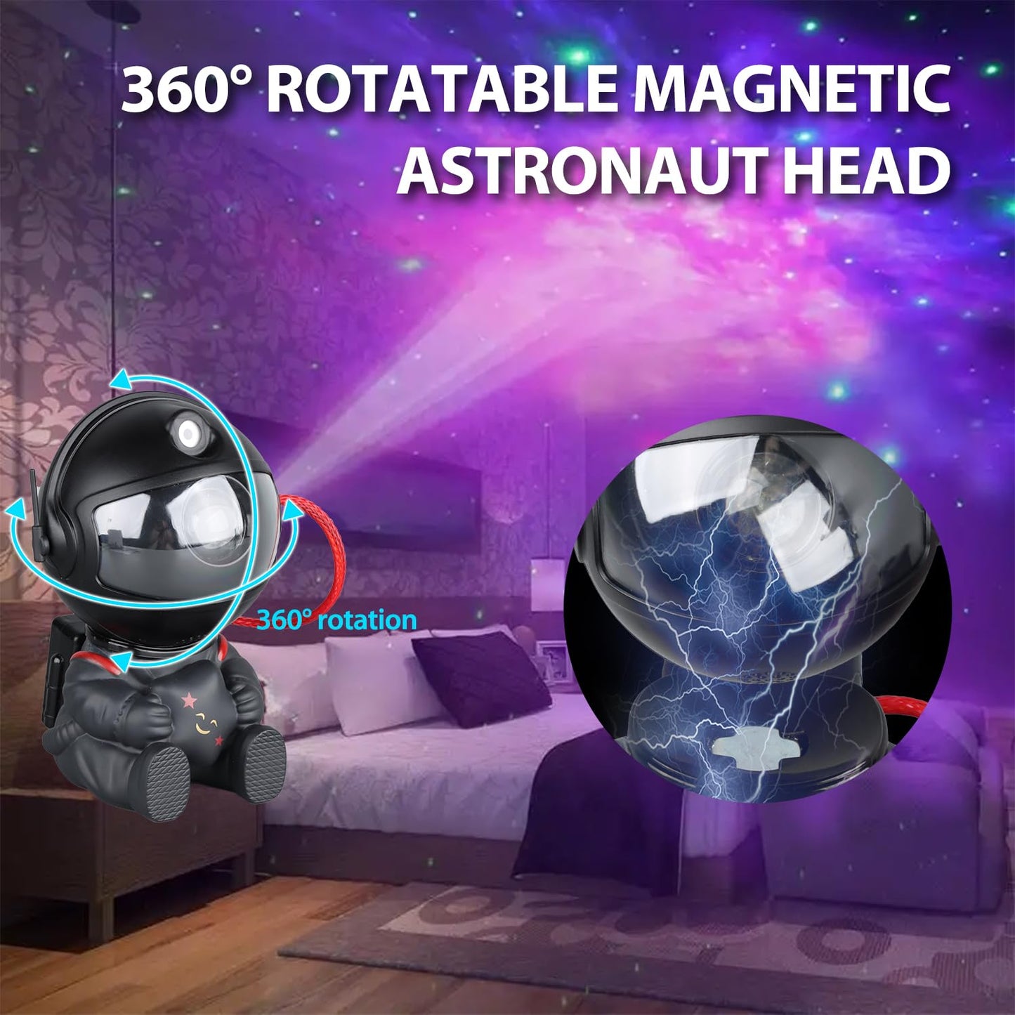 Astronaut Star Projector, Star Projector Galaxy Light for Kids，8 Modes Remote and 270° Adjustable Led Lights for Bedroom, Girls Room Decoration, Home Theater, Ceiling, Timer(Original Black)