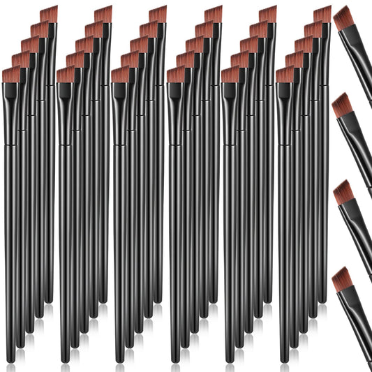 Gerrii 100 Pieces Disposable Angled Eyebrow Brushes Eye Liner Brush Disposable Angle Brushes Tinting Brushes for Women Girls Salon Beauty Cosmetic Make up Tool Esthetician Supplies(Black)