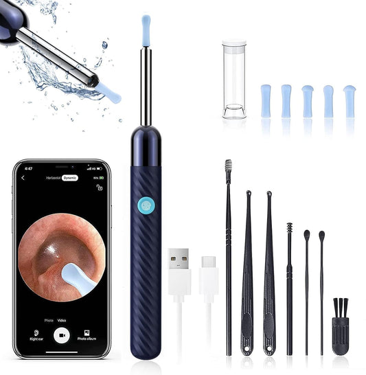 Ear Wax Removal - Earwax Remover Tool with 7 Pcs Ear Set - Ear Cleaner with Camera - Earwax Removal Kit with Light - Ear Camera with 6 Ear Spoon - Ear Cleaner for iOS & Android