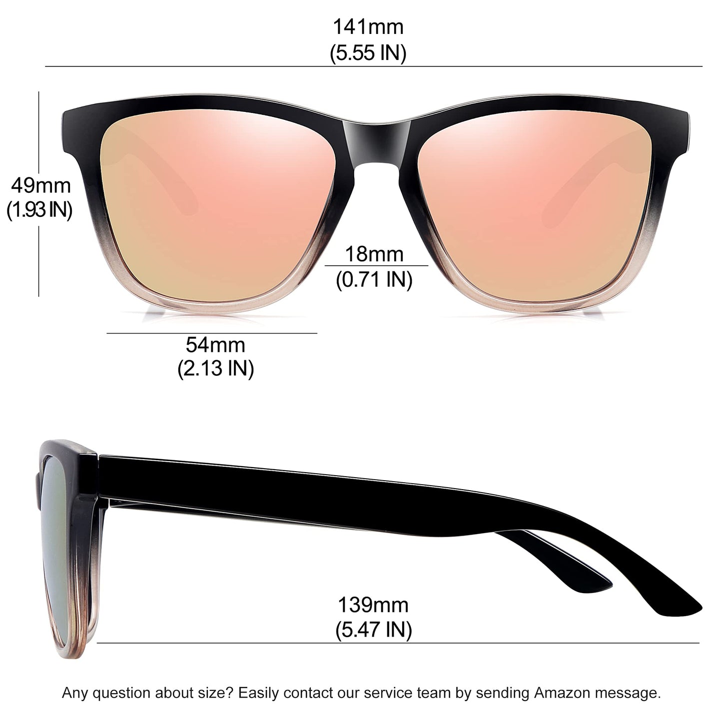 MEETSUN Polarized Sunglasses for Women Men Classic Retro Trendy Designer Style Rose Gold Lens