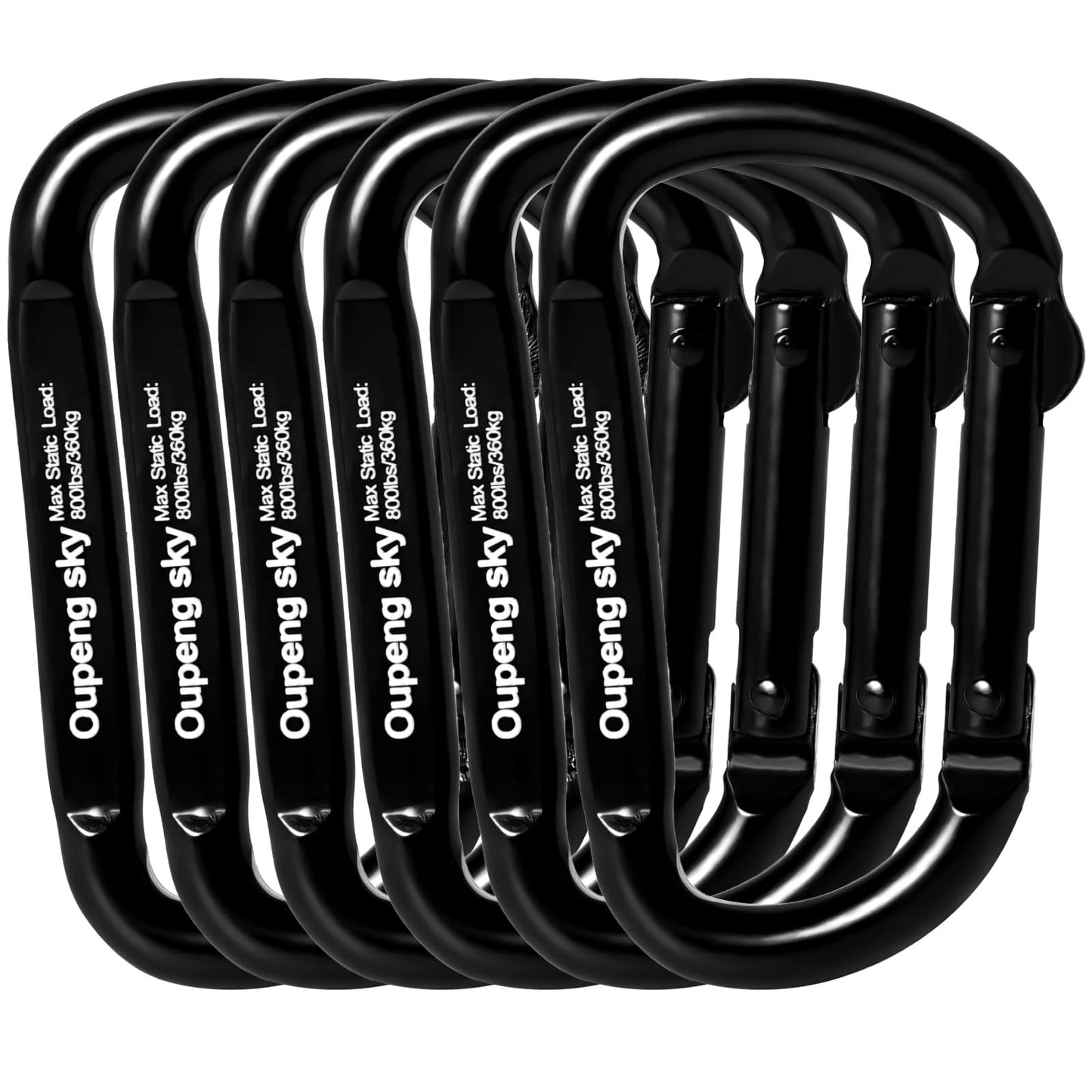 6PCS Carabiner Clip - Heavy Duty Iron Carabiners 800lbs Carabeaner D Ring Shape,Key Chain Clip Hook,Keychain Clip,Multipurpose for Camping, Hiking,Backpacking or Other Outdoor Activities, Black.