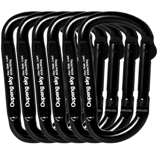 6PCS Carabiner Clip - Heavy Duty Iron Carabiners 800lbs Carabeaner D Ring Shape,Key Chain Clip Hook,Keychain Clip,Multipurpose for Camping, Hiking,Backpacking or Other Outdoor Activities, Black.