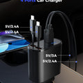 SUPERONE 4-in-1 Car Charger with Retractable Apple Cords, USB C Charger Car Adapter Compatible with iPhone 15/14/13/12/11 Pro Max Samsung Android Phones