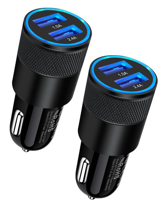 Car Charger, [2Pack/3.4a] Fast Charge Dual Port USB Cargador Carro Lighter Adapter for iPhone 15 14 13 12 11 Pro Max X XR XS 8 Plus 6s, iPad, Samsung Galaxy S23 S22 S21 S10 Plus S7 j7 S10e S9 Note 8